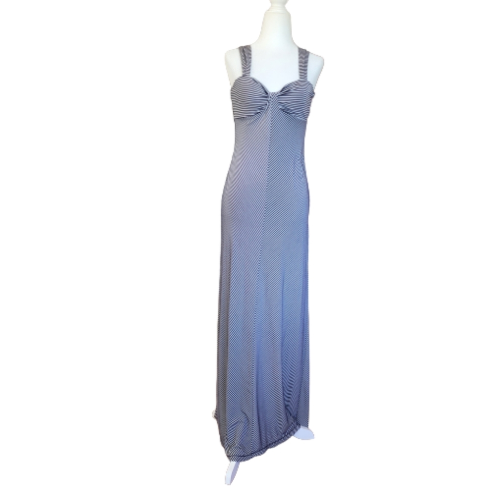 Max Studio Maxi Stretch Knit Striped Dress